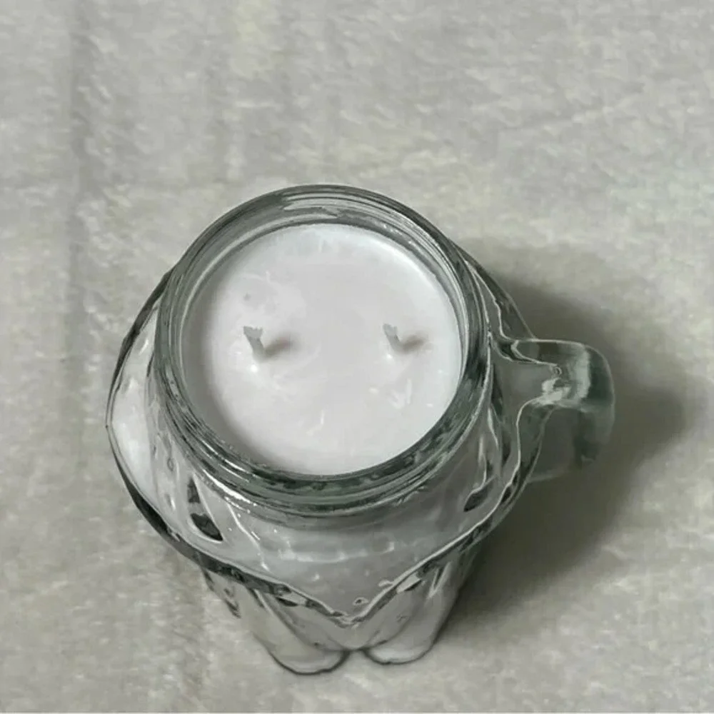 Fox Mug Lily Scented Candle Handmade 16 oz Clear Glass Animal Jar 2 Wick
